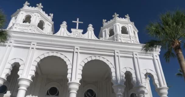 Low Angle View Historic Sacred Heart Catholic Church Galveston Island — Stok video