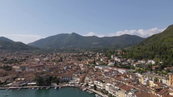 Aerial View Salo Picturesque Idyllic City Lake Garda Coast Lombardy — 비디오