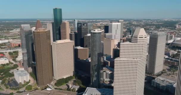 Drone View Downtown Houston Skyline Video Filmed In4K Best Image — Stockvideo