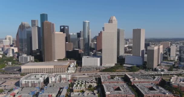 Drone View Downtown Houston Skyline Video Filmed In4K Best Image — Stok video