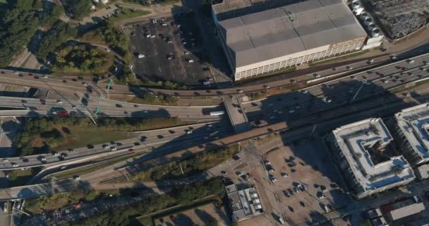 Birds Eye View Traffic Downtown Houston Area Video Filmed Best — Stockvideo