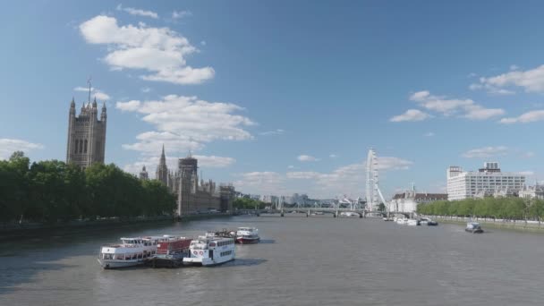 Summer Day London Westminster Wide Angle Shot Viewpoint Lambeth Bridge — Stock Video