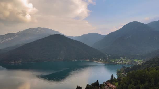 Especially Beauty Lake Ledro Amidst Imposing Mountain Amphitheater Trentino Italy — Stok video