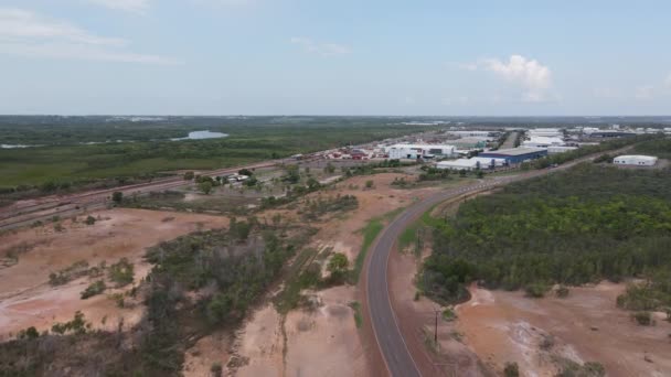 Moving Aerial Drone Shot East Arm Industrial Area Darwin Northern — ストック動画
