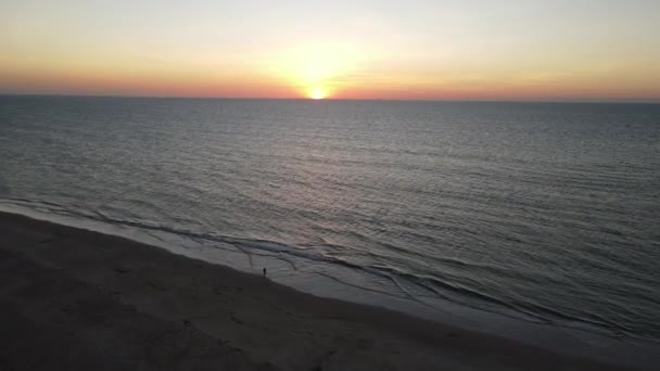 Moving Aerial Drone Shot Orange Sunset Lee Point Beach Darwin — Vídeos de Stock