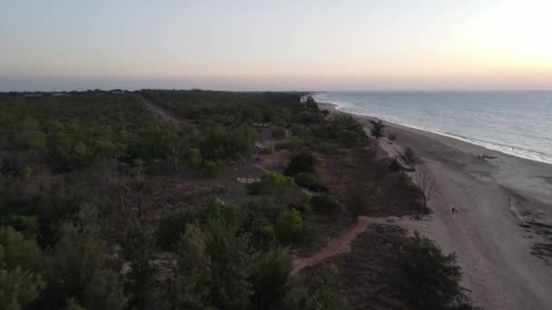 Moving Aerial Drone Shot Lee Point Bushland Beach Darwin Northern — стокове відео