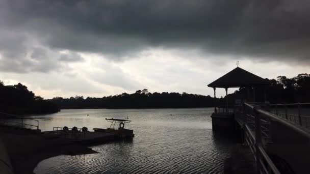 Gloomy Poor Stormy Weather Mcritchie Reservoir Lake Singapore — 图库视频影像