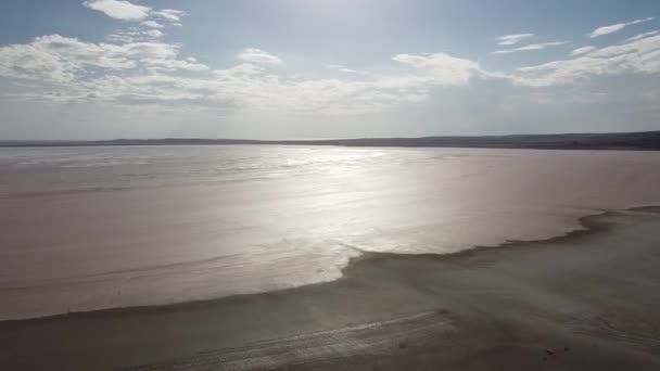 Drone View Beautiful Pink Salt Lake Anatolia Turkey Tuz Lake — Stock Video