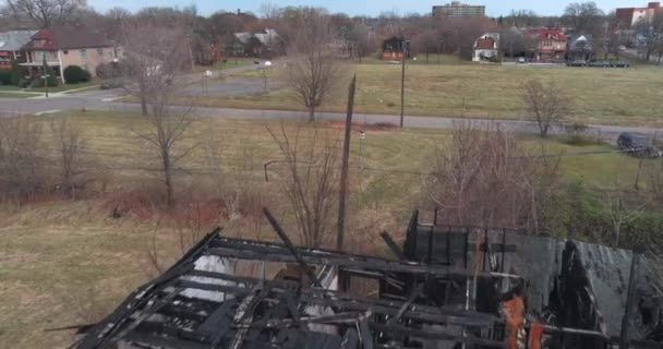 Drone View Dilapidated House Detroit Neighborhood Video Filmed Best Image — Video Stock