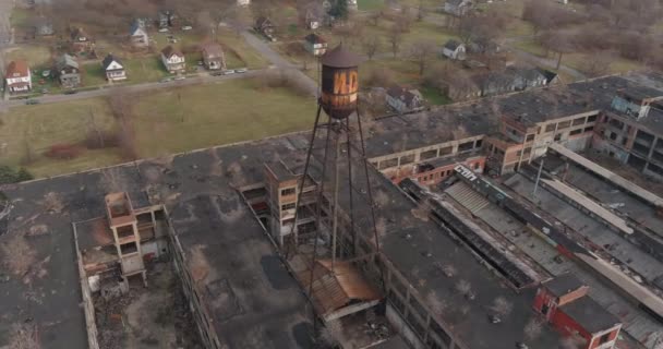 Aerial View Dilapidated Packard Automotive Plant Detroit Michigan Video Filmed — Stockvideo