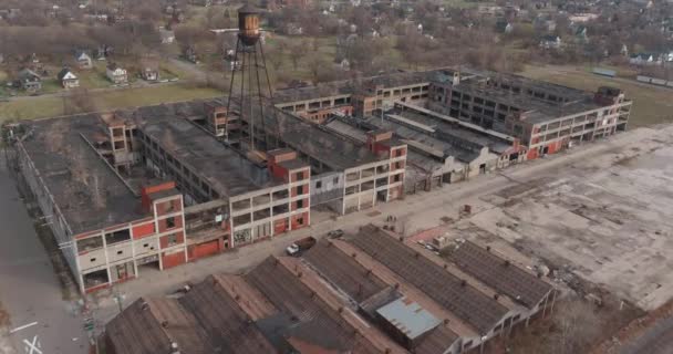 Aerial View Dilapidated Packard Automotive Plant Detroit Michigan Video Filmed — Vídeo de Stock