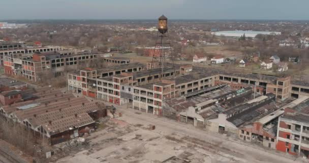 Aerial View Dilapidated Packard Automotive Plant Detroit Michigan Video Filmed — Stockvideo