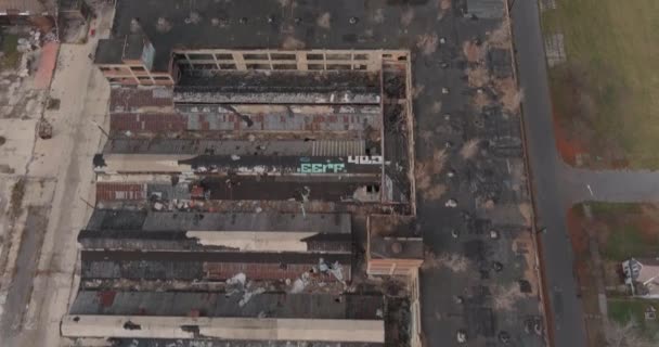 Aerial View Dilapidated Packard Automotive Plant Detroit Michigan Video Filmed — Stockvideo