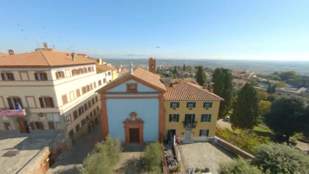 Aerial View Center Square Sinalunga Tuscany Italy — Vídeos de Stock