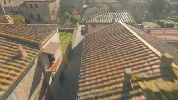 Aerial Tilt Roofs Medieval Village Bettolle Italy Amazing Ancient Typical — Stock video