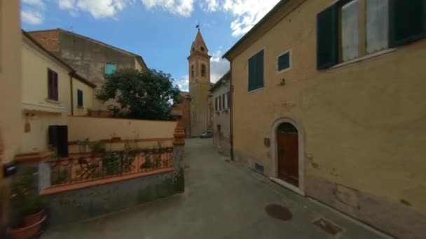 Church San Cristoforo Bettolle Sinalunga Tuscany Italy Fpv Drone View — Stockvideo