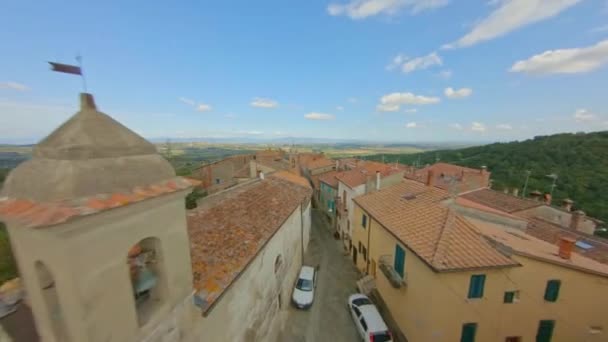 Typical Medieval Village Tuscany Italy Aerial Travel Concept — Stockvideo