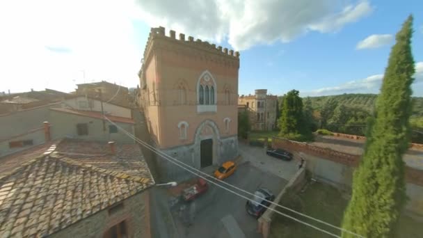 Aerial View Castle Farnetella Tuscany Wonderful Village Nestled Hills Tuscany — Stockvideo
