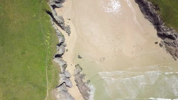 Porth Joke Beach Poly Joke Beach Ocean Waves Coastal Path — Video Stock