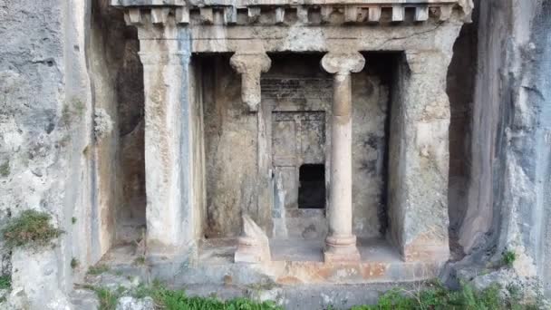 Tomb Amyntas Petra Fethiye Tomb Tombs Carved Rock Time Ancient — ストック動画