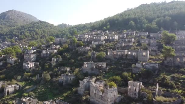 Ghost Town Abandoned Houses Ruins Kayakoy Village Fethiye Turkey — Stok video