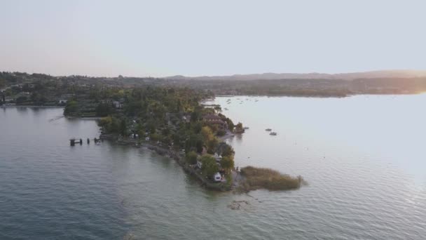 Aerial View Manerba Del Garda Italian Town Shore Lake Garda — Stok Video