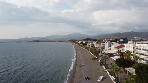 Calis Beach Neighborhood Drone Fethyie Turkey Peaceful Place — ストック動画