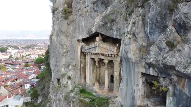 Historical Kings Tombs Cliff Fethiye Turkey Very Similar Petra Jordan — Stock Video