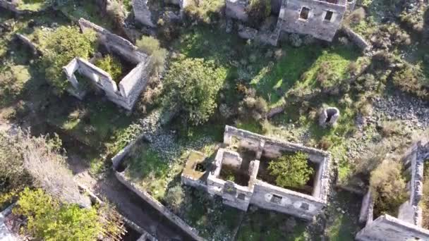 Historical Lycian Village Kayakoy Fethiye Mugla Turkey Drone Aerial Shot — Vídeos de Stock