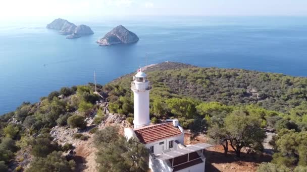 Gelidonya Lighthouse Lycian Way Antalya Turkey Mediterranean Sea Three Islands — Video Stock