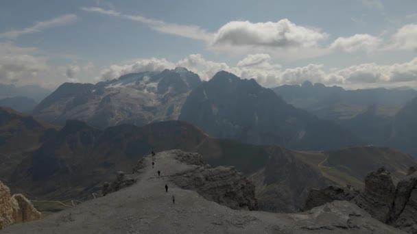 Aerial View Dolomites Val Gardena Italy Astonishing Panorama High Mountain — 图库视频影像