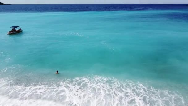 Woman Enjoying Paradise Beach Turquoise Water Turkey — Stockvideo