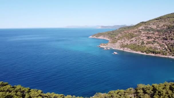 Τυρκουάζ Νερά Κοντά Στο Oludeniz Όμορφη Παραλία Κοντά Στο Δρόμο — Αρχείο Βίντεο