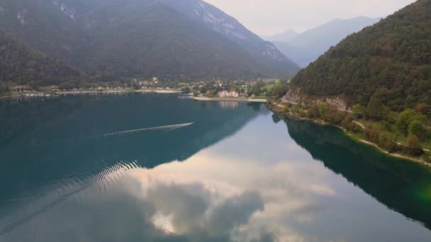 Aerial View Ledro Lake Trentino Val Ledro North Italy Drone — Stok video