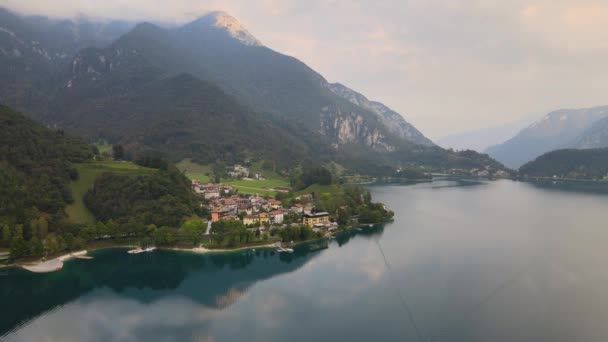 Aerial View Ledro Lake Trentino Val Ledro North Italy Shot — Stok video