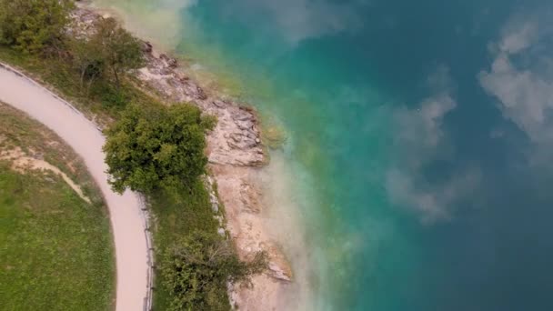 Aerial View Ledro Lake Trentino Italy Drone Goes Shooting — Wideo stockowe