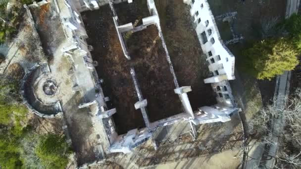 Epic Aerial View Mystical Ancient Medieval Abandoned Castle Ruins — 图库视频影像