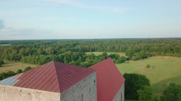 Aerial Ancient Christian Church Estonia Saaremaa — Vídeo de Stock