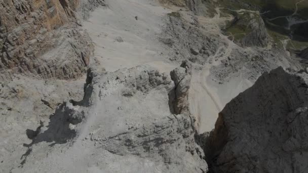 Mountain Top Landscape Dolomites Aerial View High Trail Alps Climbing — стокове відео