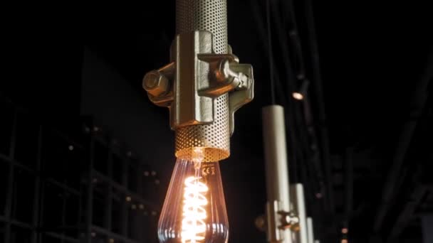 Stylish Metal Lamp Row Decorative Light Bulb Modern Industrial Interior — Wideo stockowe