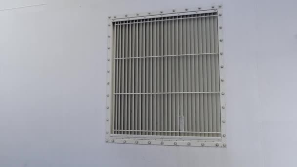 Ventilation System Grille Wall Square Frame Vertical Ribs Installed Grey — Vídeos de Stock
