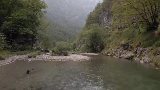 Aerial View Rocky Mountain Stream Northern Italy — Video Stock