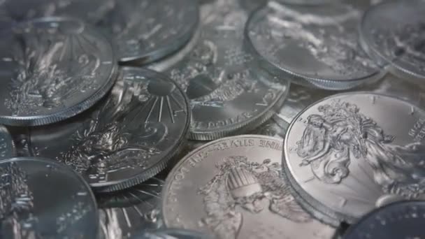 Ecu Silver Coins American Silver Eagles Spinning Right — Video