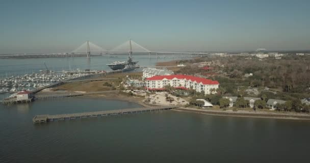 Charleston Resort Harbor View Drone — Vídeo de stock