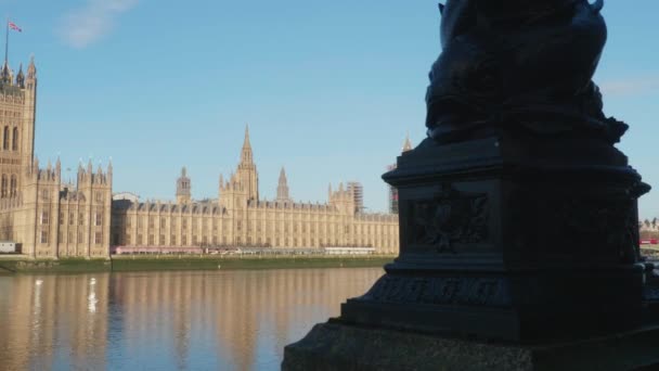 Reveal Houses Parliament Big Ben Victoria Tower River Thames December — Stok video