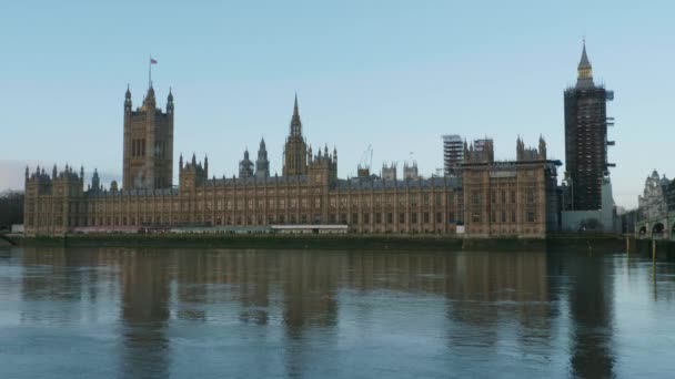 Houses Parliament Big Ben Victoria Tower River Thames December 2020 — Stockvideo