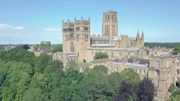 Aerial View Durham Cathedral North East England Hot Summers Day — Stock Video