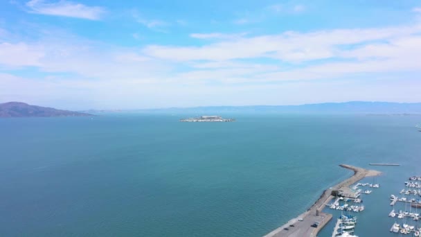 Полет Сторону Острова Алькатрас Сан Франциско — стоковое видео