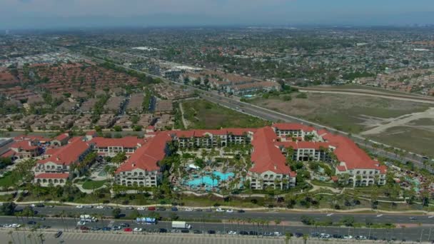 Drone Flying Away Huntington Beach Hotel — Video