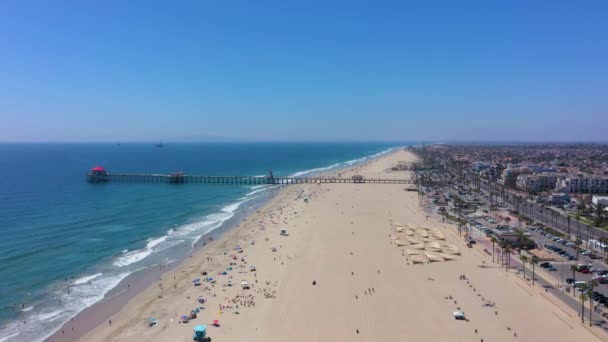 Huntington Beach Pier Still Drone Shot — Video